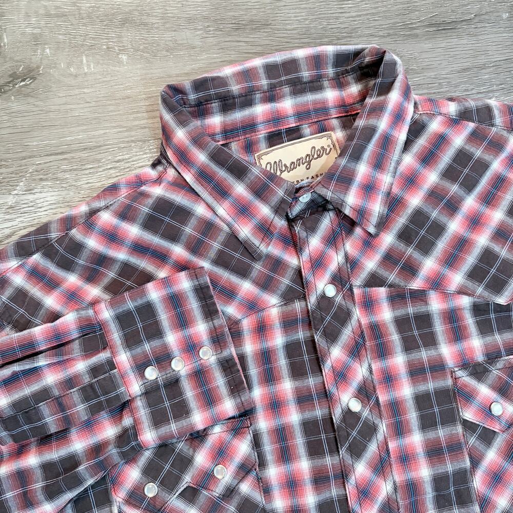 Vintage Wrangler Western Shirt Pearl Snap Plaid WM986BR Men's 2XL *READ*